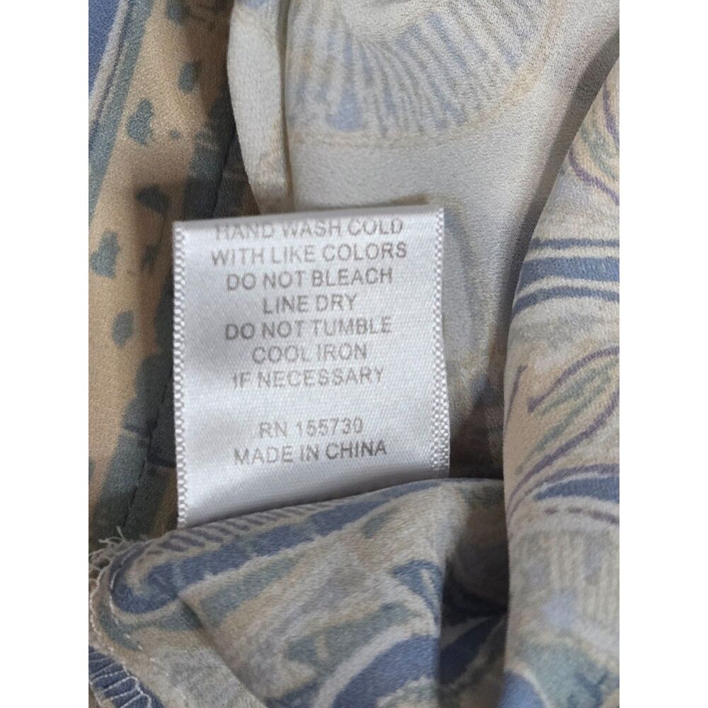 Rose + Olive Boho Kimono Poncho Blouse | Women's Size L | Blue Paisley V-Neck - Picture 7 of 9